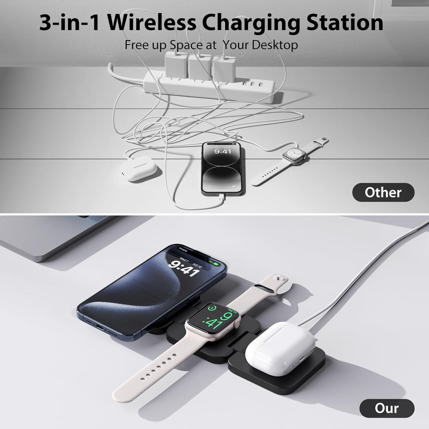 Foldable 3 in 1 Fast Wireless  - Wireless Charger Watch のレビューと価格
