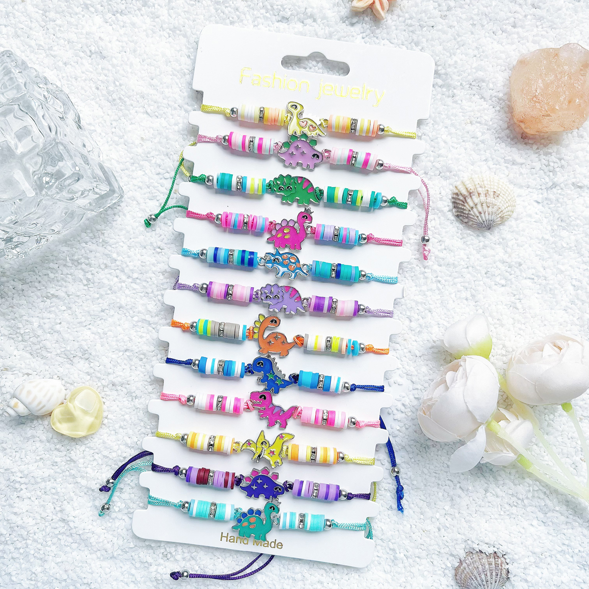 12Pcs Bohemian Style Colorful  - Ceramic Link Bracelet のレビューと価格
