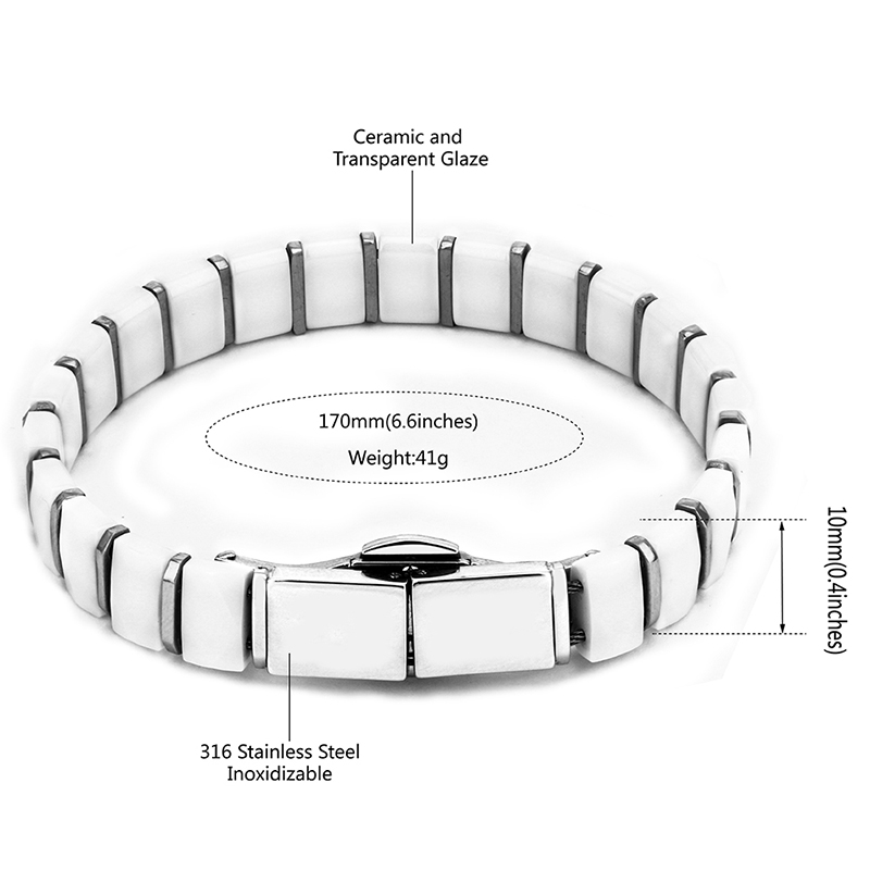 White Black Men Health Bracele - Ceramic Link Bracelet のレビューと価格
