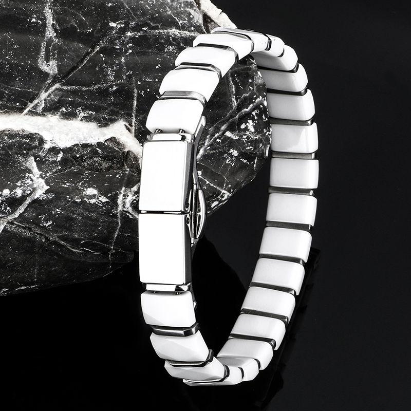 White Black Men Health Bracele - Ceramic Link Bracelet のレビューと価格