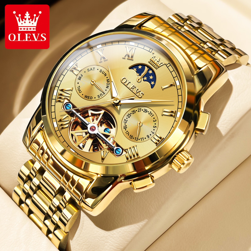 OLEVS 6617 Men's Classic Mecha - Leather Classic Strap のレビューと価格