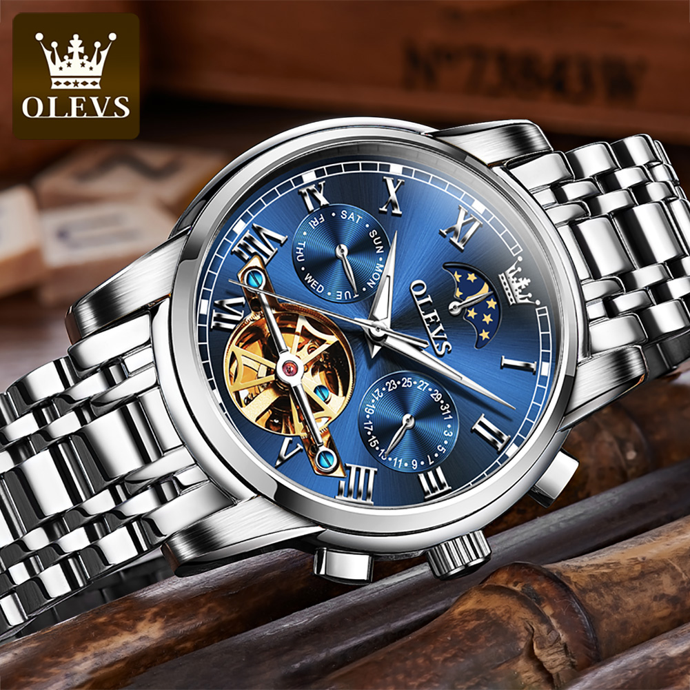 OLEVS 6617 Men's Classic Mecha - Leather Classic Strap のレビューと価格