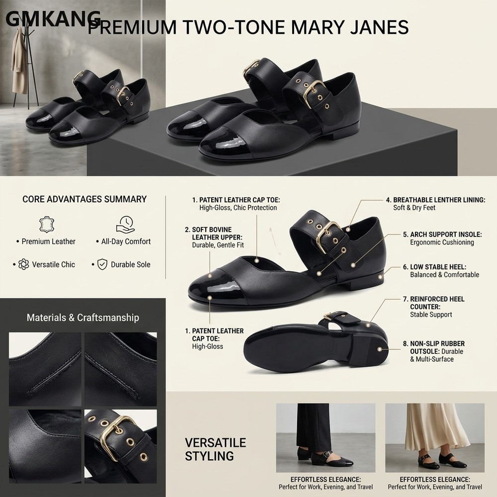 Women’s Mary Jane Flats, Class - Leather Classic Strap のレビューと価格