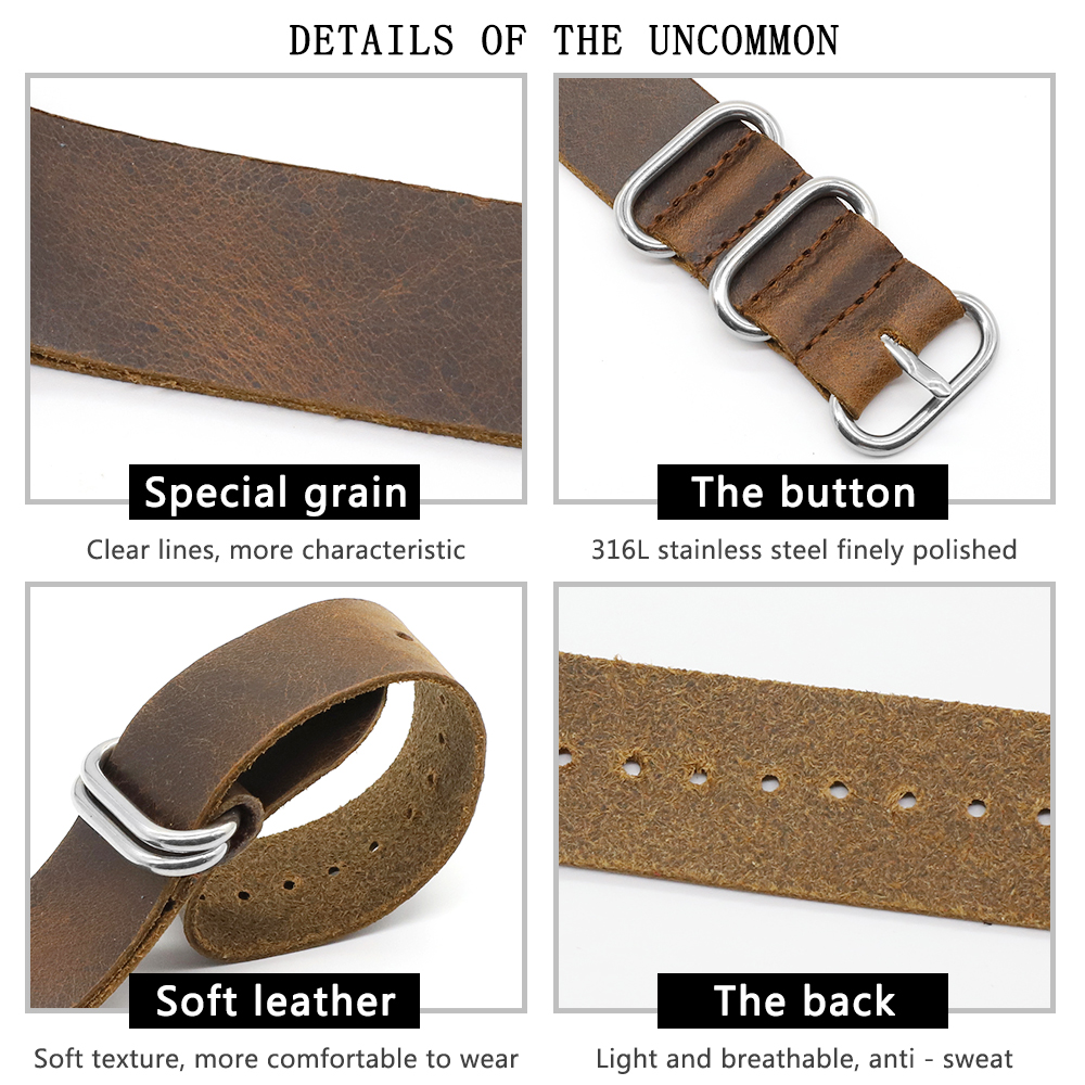 Genuine Leather Watch Band 18m - Nylon Nato Strap のレビューと価格