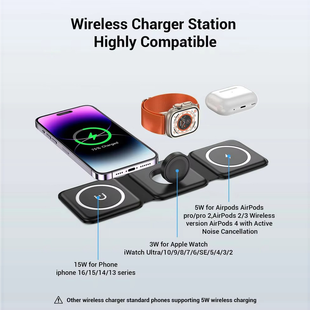 3-in-1 Magnetic Folding Wirele - Wireless Charger Watch のレビューと価格