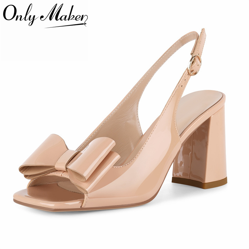 Onlymaker Women Square Toe Bow - Leather Classic Strap のレビューと価格