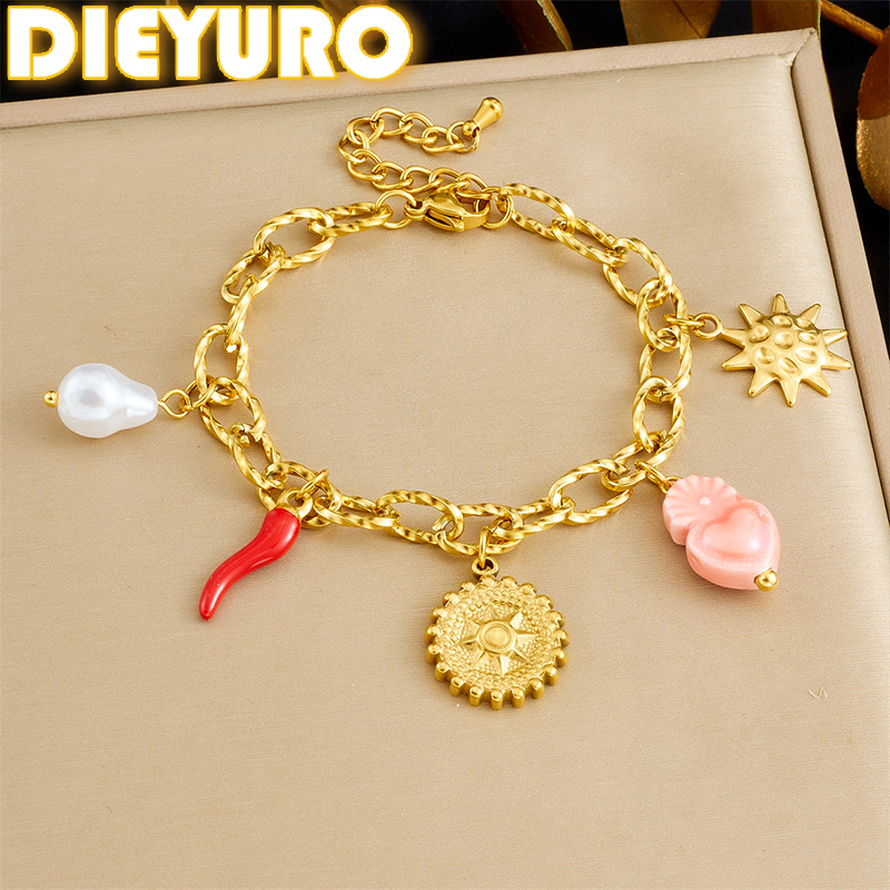 DIEYURO 316L Stainless Steel G - Ceramic Link Bracelet のレビューと価格