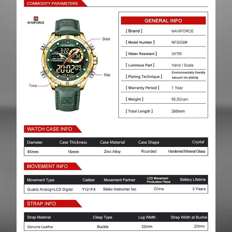 NAVIFORCE Luxury Men Quartz Wa - Smartwatch Guess のレビューと価格
