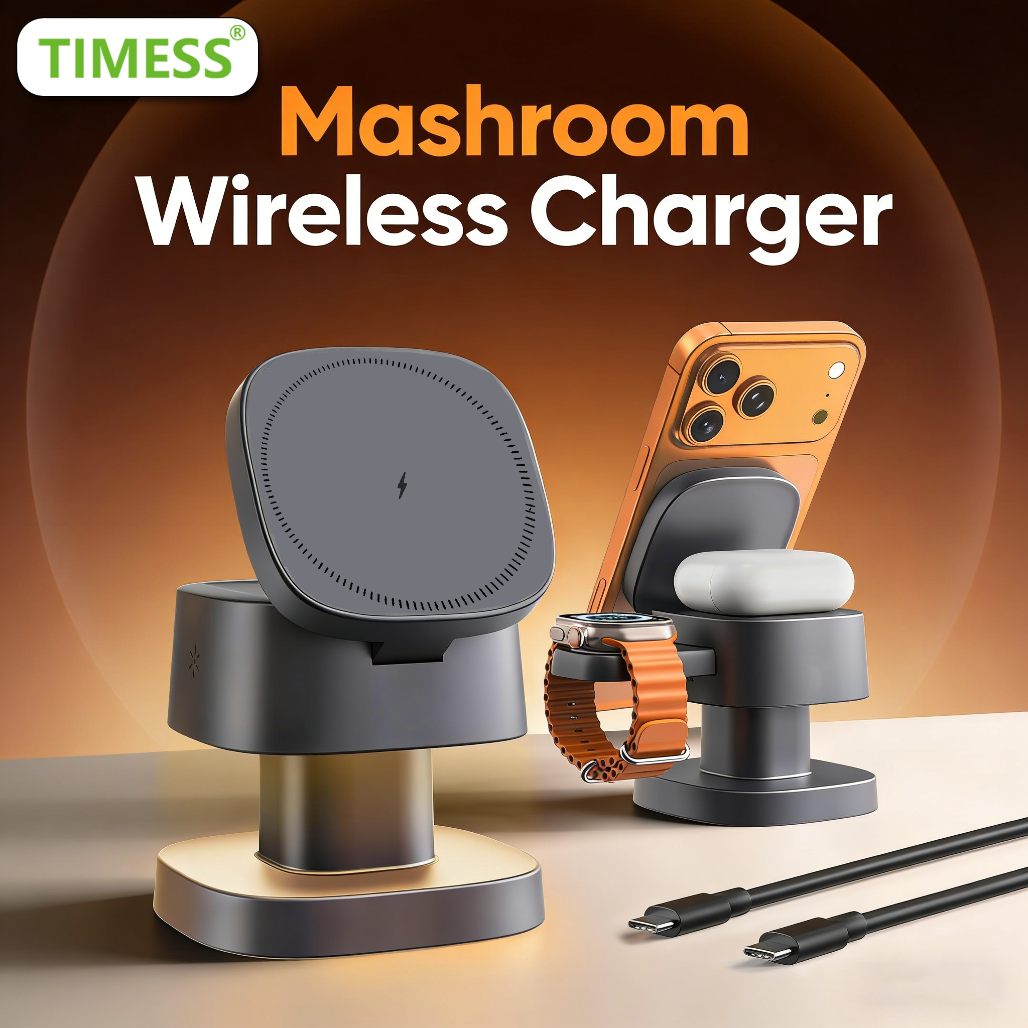 TIMESS Night Light Mashroom Wi - Wireless Charger Watch のレビューと価格