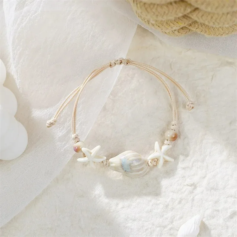 Bohemian Conch Starfish Shells - Ceramic Link Bracelet のレビューと価格